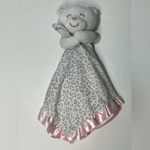 Carter’s Baby Teddy Bear Leopard Security Blanket Lovey Soft Rattle Pink Satin - Picture 1 of 10